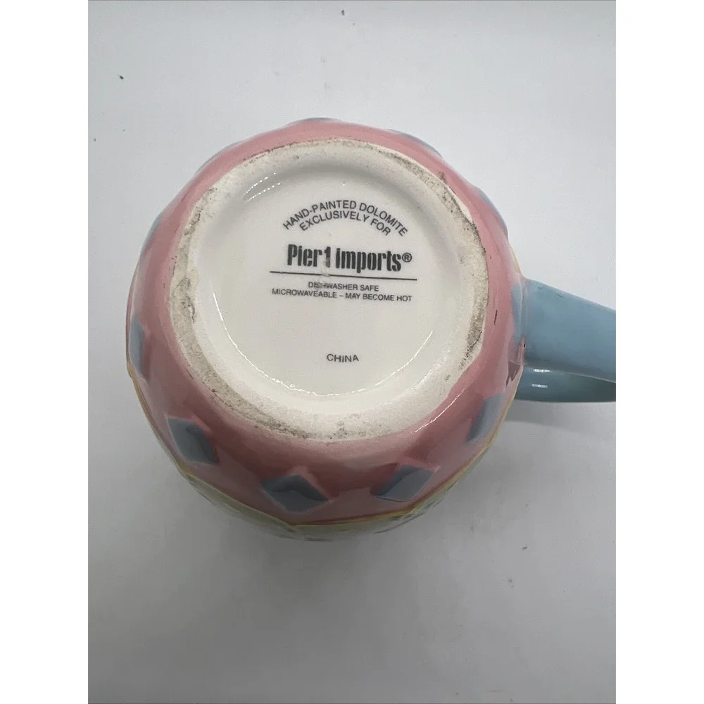 Pier 1 Imports Hand‎ Painted Dolomite 3D Textured Ceramic Easter Egg Mug